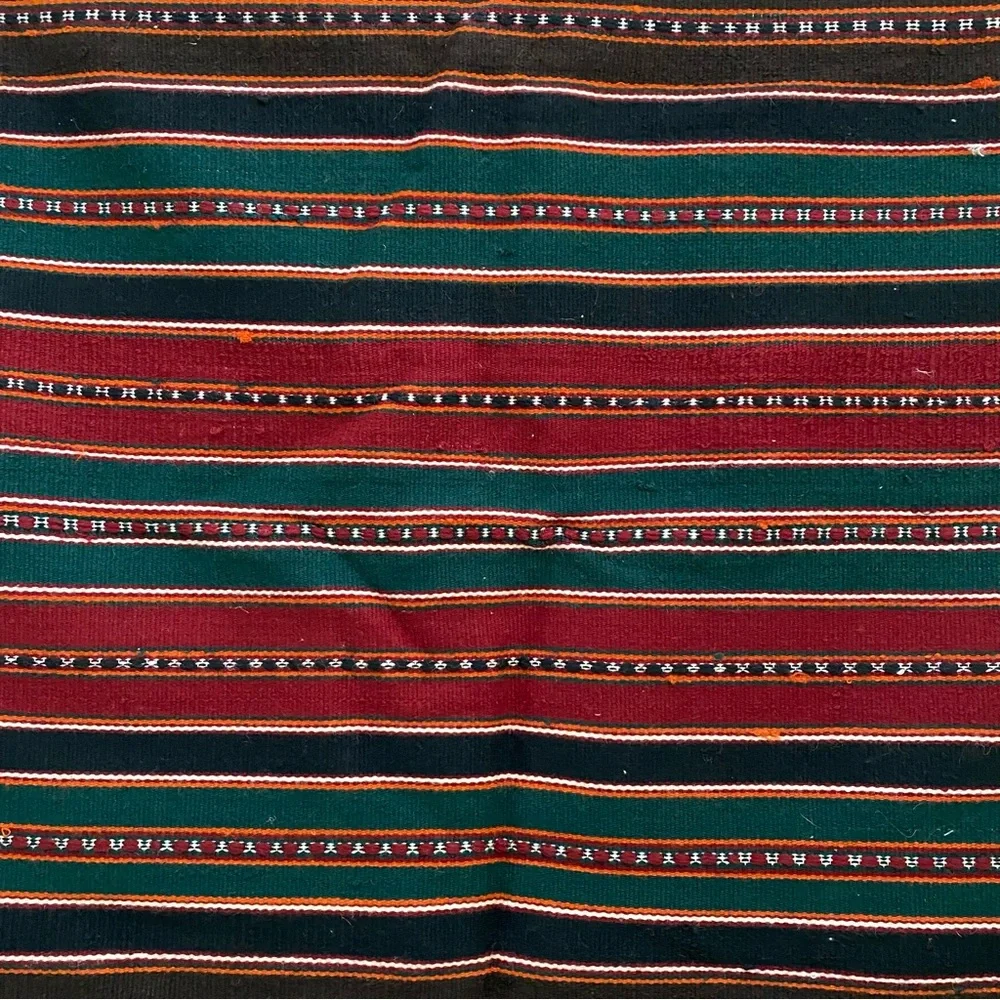 Vintage Boho Bohemian Mexican Wall Tapestry Wool Stripes 39” X 28”